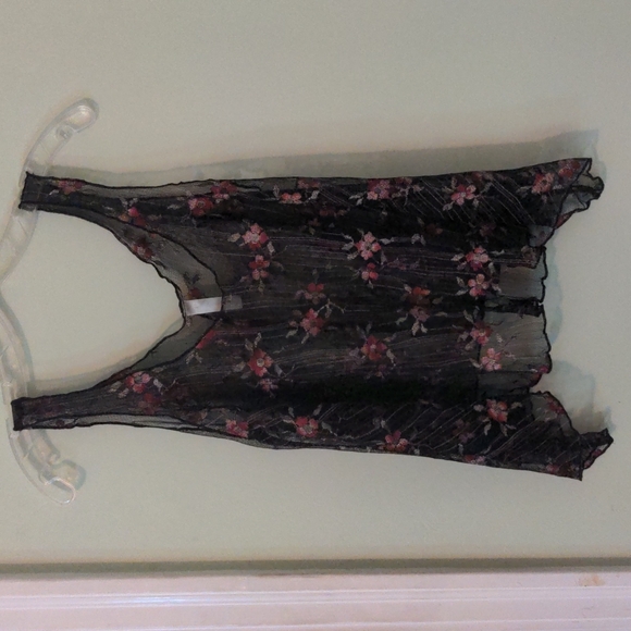 Lovely Day, no size on tag, Black Camisole with Pink and Red Flowers - Picture 1 of 7